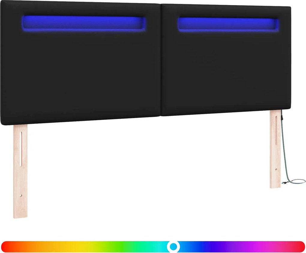 vidaXL LED κεφαλάρι Μαύρο Τεχνητό Δέρμα