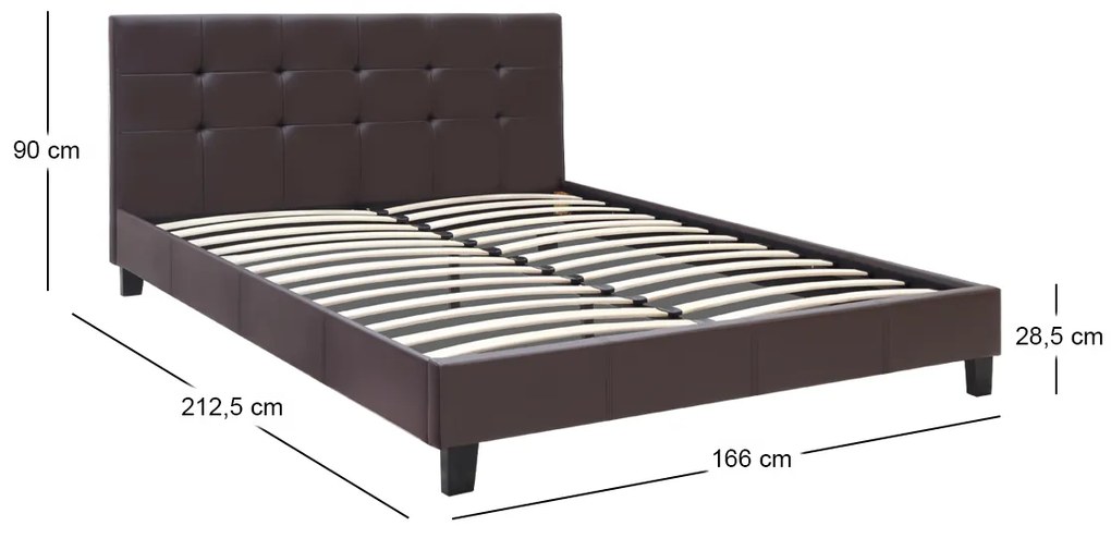 Κρεβάτι Sissy Megapap από τεχνόδερμα χρώμα καφέ 160x200εκ.