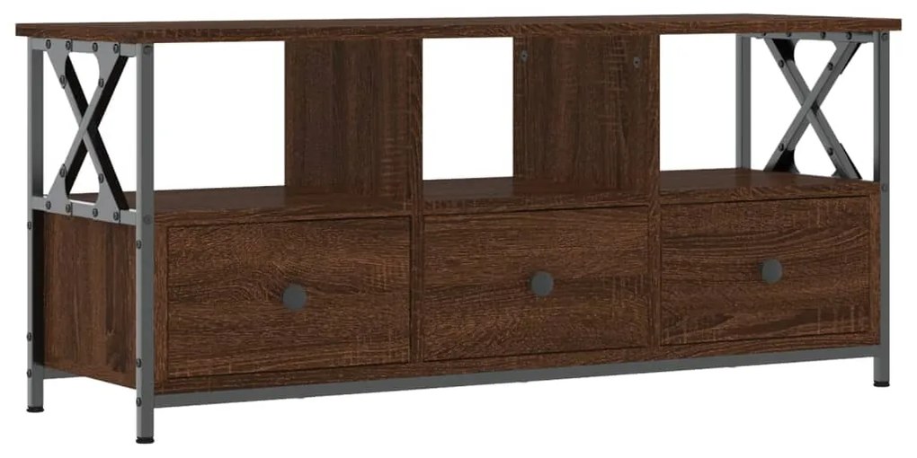 vidaXL Έπιπλο Τηλεόρασης Καφέ Δρυς 102x33x45 εκ. Επεξ. Ξύλο/Σίδερο