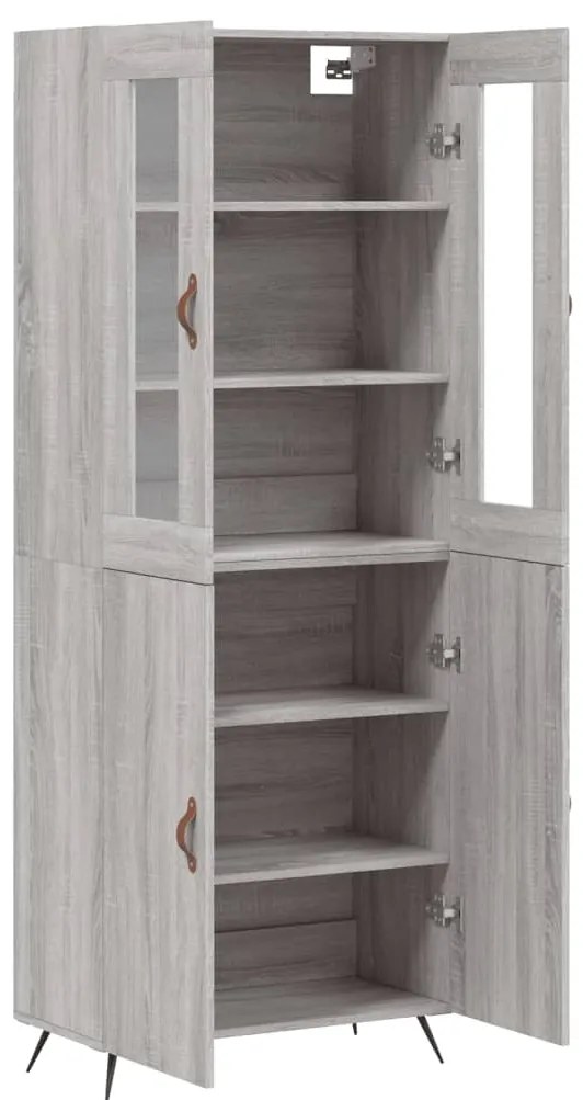 vidaXL Ντουλάπι Γκρι Sonoma 69,5 x 34 x 180 εκ. Επεξεργασμένο Ξύλο