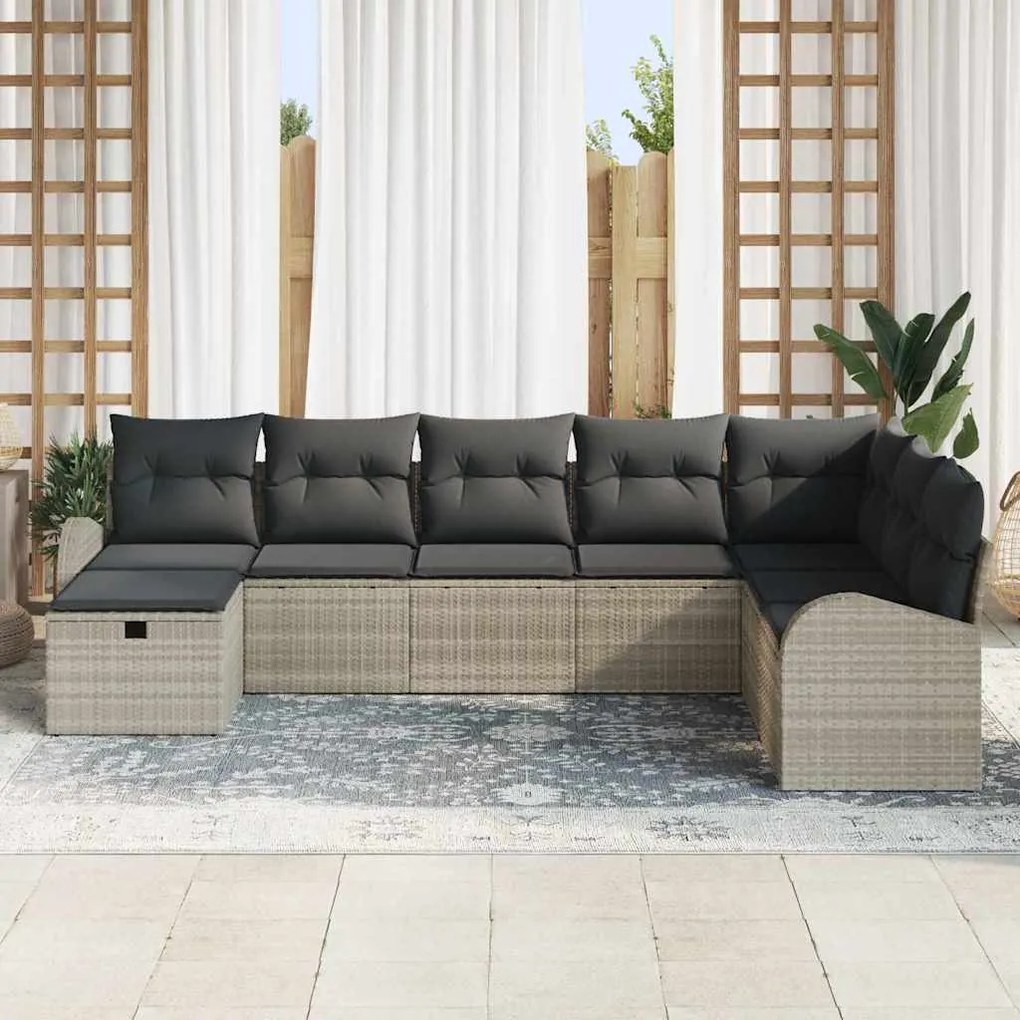 vidaXL Σετ Καναπέ Κήπου 8 pcs Ανοιχτό γκρι 289 x 179 x 85 εκ.