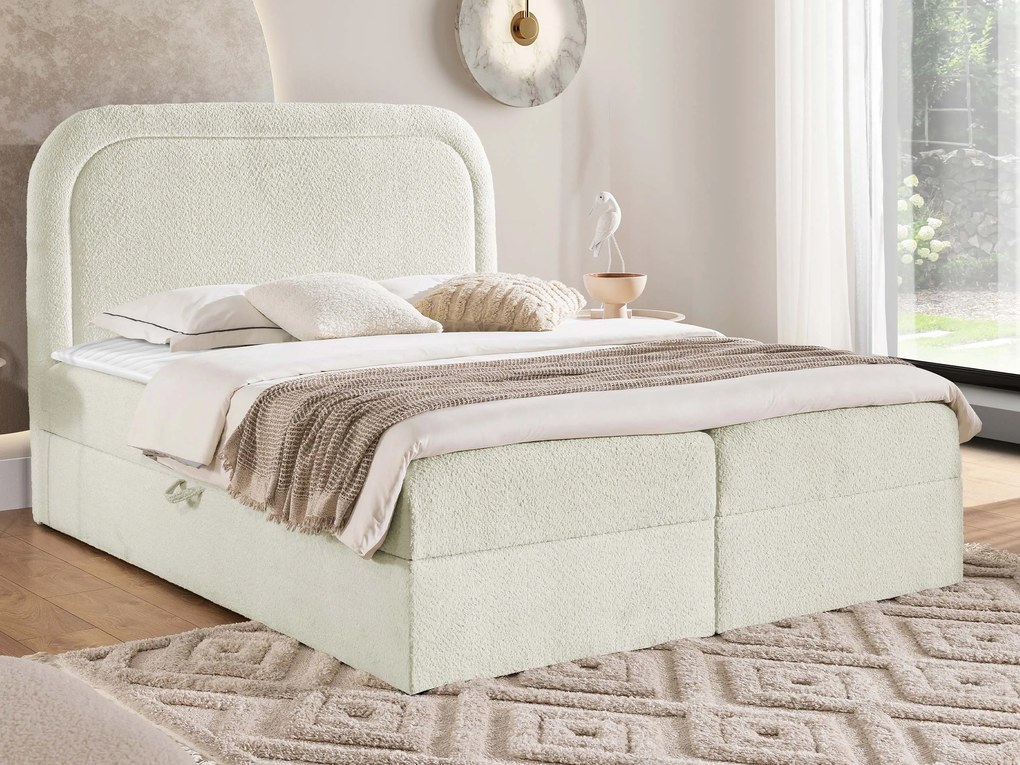 Επενδυμένο κρεβάτι Bonito-Beige-200 x 200