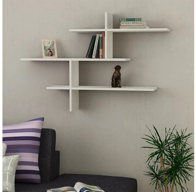 Ραφιέρα τοίχου Leo Megapap μελαμίνης λευκό 123x22x80εκ. GP037-0025,3-GP037-0025,3-Λευκό GP037-0025,3