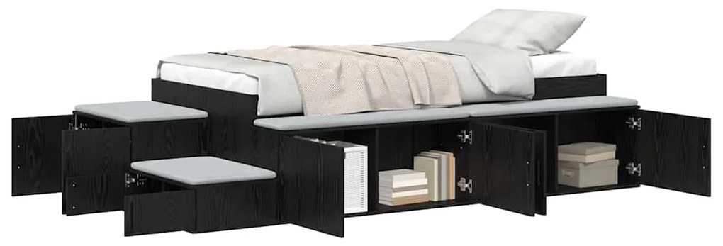 vidaXL Κρεβάτι με αποθηκευτικό χώρο Μαύρη δρυς 244 x 127 x 53.5 εκ.