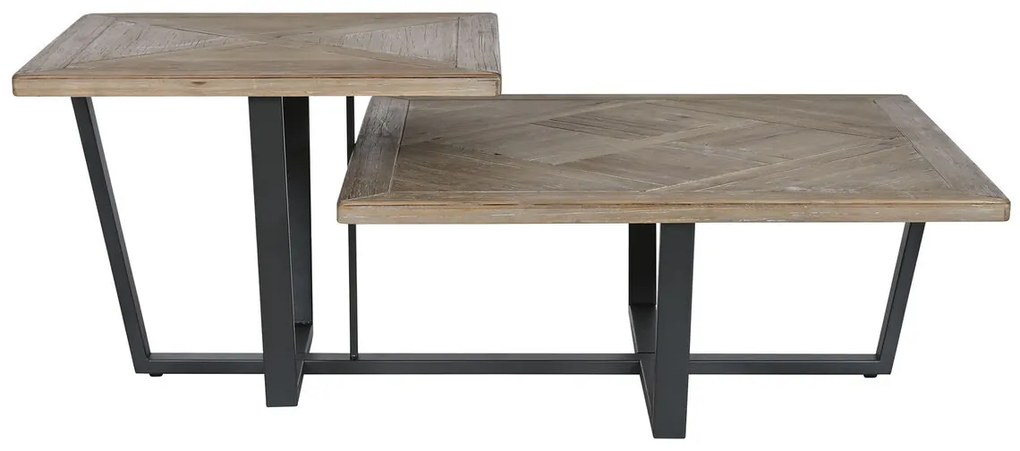 Τραπεζάκι Καφέ Home ESPRIT Μαύρο Φυσικό Μέταλλο ξύλο ελάτου 118 x 78 x 45 cm