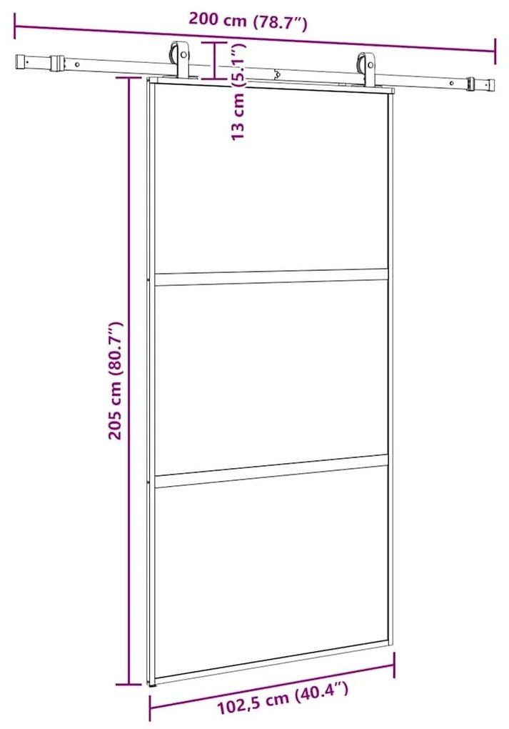 Σετ συρόμενης πόρτας με υλικό μαύρο 102,5x205 cm - Μαύρο