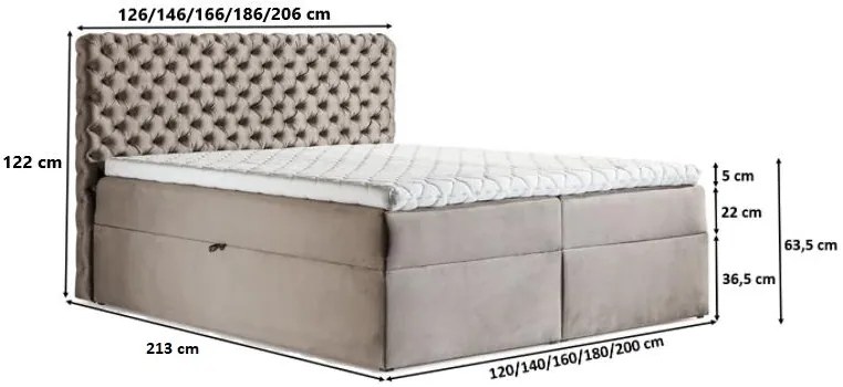 Επενδυμένο κρεβάτι Chesterfield-Gkri-120 x 200