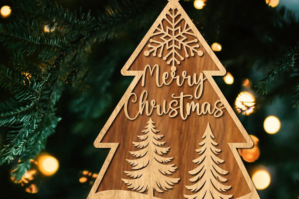 Σετ των 2 Intra απο ξύλο plywood  Χρώμα wenge 3mm-4mm πάχος - Στολίδι Χριστουγεννιάτικου Δέντρου με Δίασταση 6x6 cm INTRAFABR-79072357