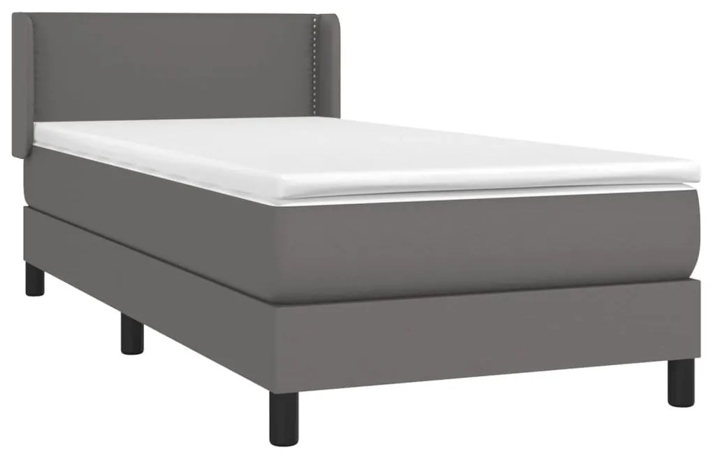 vidaXL Κρεβάτι Boxspring με Στρώμα Γκρι 80 x 200 εκ. Συνθετικό Δέρμα