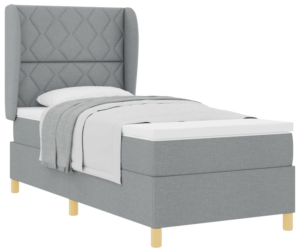 vidaXL Κρεβάτι με Στρώμα Φως Γκρι 100x200 cm Υφασμάτινο