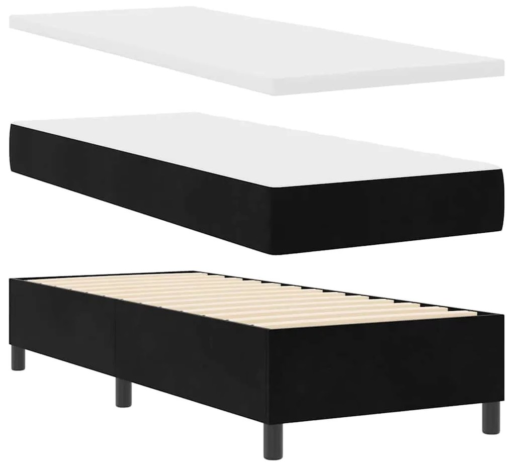 vidaXL Κρεβάτι με ελατήρια με στρώμα Μαύρο 80 x 200 cm Βελούδο