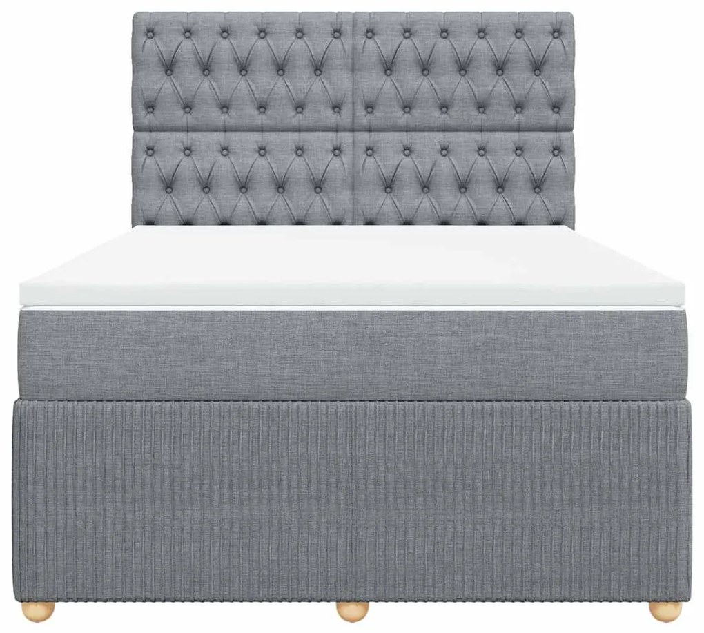 vidaXL Κρεβάτι Boxspring με Στρώμα Ανοιχτό Γκρι 140x190 εκ. Υφασμάτινο