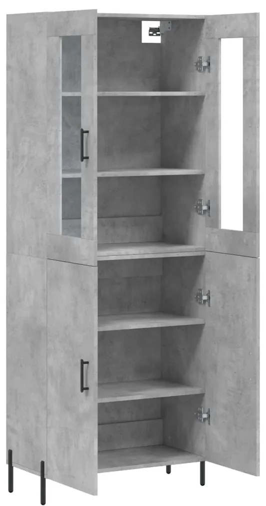 vidaXL Ντουλάπι Γκρι Σκυροδέματος 69,5x34x180 εκ. Επεξεργασμένο Ξύλο