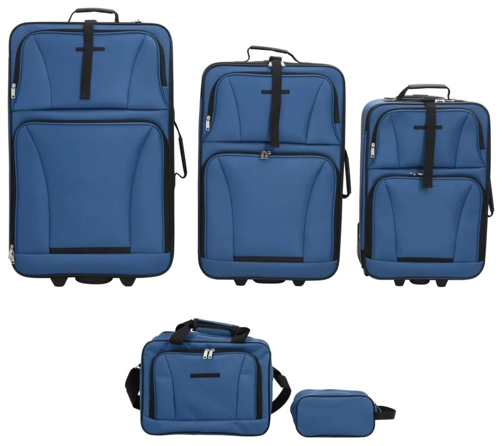 vidaXL Σετ Βαλίτσες Ταξιδίου 5 τεμ. Μπλε Υφασμάτινες