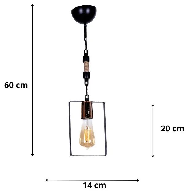 Φωτιστικό οροφής Pembe Megapap E27 μεταλλικό μονόφωτο χρώμα μαύρο 14x6x60εκ. - GP036-0078,1