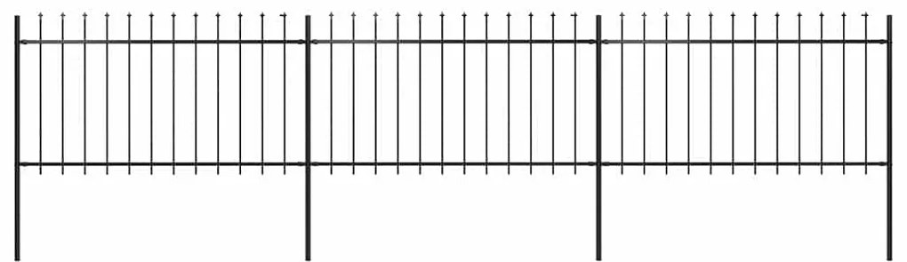Φράχτης Κήπου με Κορυφή Δόρυ Μαύρος Ατσάλινος 537 x 100 εκ.