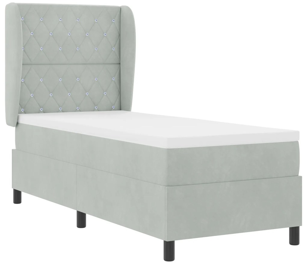 vidaXL Κρεβάτι με Στρώμα Light Grey 80x200 cm Βελούδο