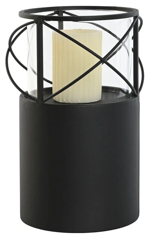 Κηροπήγιο Home ESPRIT Μαύρο Μέταλλο Κρυστάλλινο 24,5 x 24,5 x 46 cm (x2)