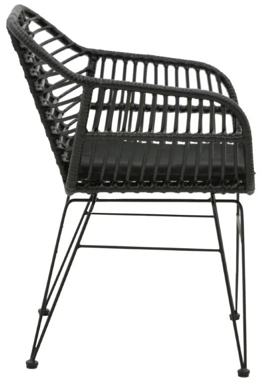 Καρέκλα - Πολυθρόνα Naoki με μαξιλάρι pe μαύρο-μέταλλο μαύρο πόδι 55x58x79 εκ. 55x58x79 εκ.