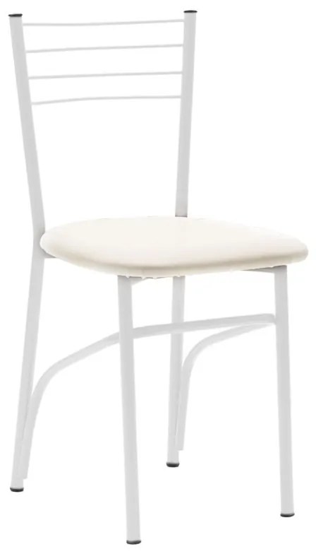 Καρέκλα "ΡΙΓΑ" από μέταλλο/τεχνόδερμα σε λευκό/εκρού χρώμα 40x36x83