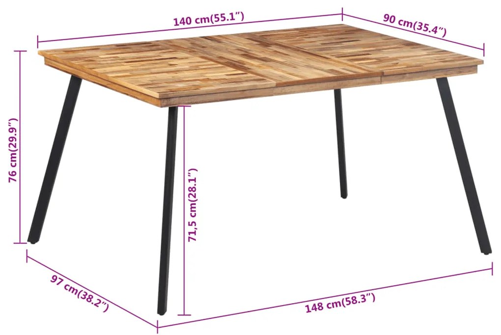 Τραπεζαρία 148 x 97 x 76 εκ. από Μασίφ Ξύλο Teak - Καφέ