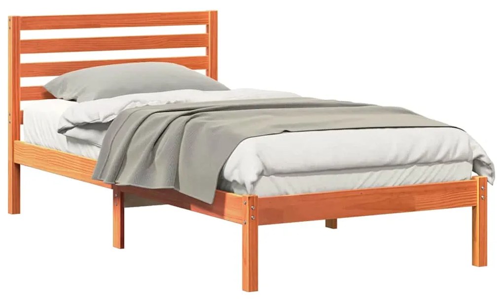 vidaXL Σκελετός Κρεβατιού Κερωτό καφέ 90 x 200 cm Στερεά ξυλεία πεύκου