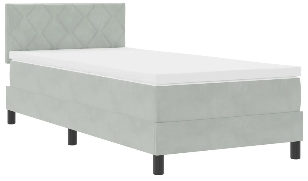 vidaXL κρεβάτι τύπου box spring με στρώμα & LED φως Γκρι 90x190 εκ Βελούδο