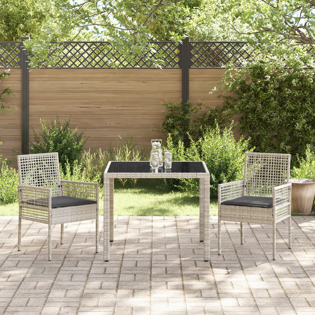 vidaXL Σέτ φαγητού για κήπο 3 pcs Ανοιχτό γκρι 90 x 90 x 75 cm