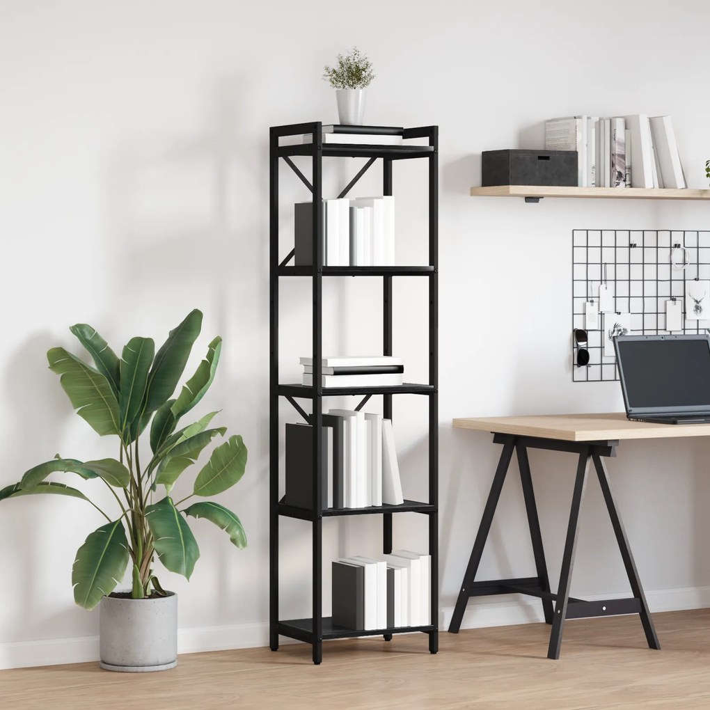 vidaXL Βιβλιοθήκη Μαύρη δρυς 40 x 30 x 153 εκ Επεξεργασμένο ξύλο
