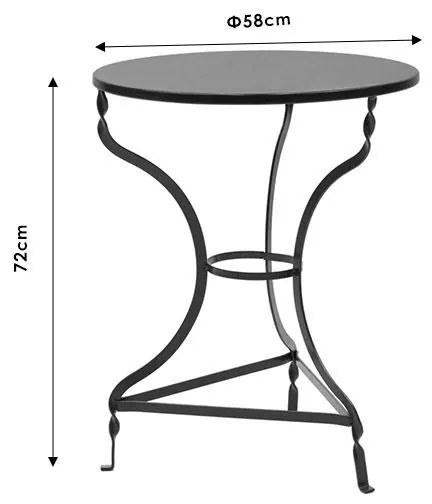 Τραπέζι Noah μεταλλικό μαύρο Φ58x72εκ 58x58x72 εκ.