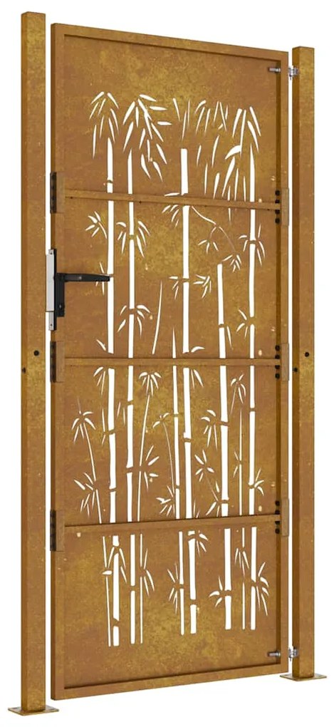 vidaXL Πόρτα Κήπου από Μπαμπού με Σχέδιο Ατσάλι Corten 100 x 200 εκ.