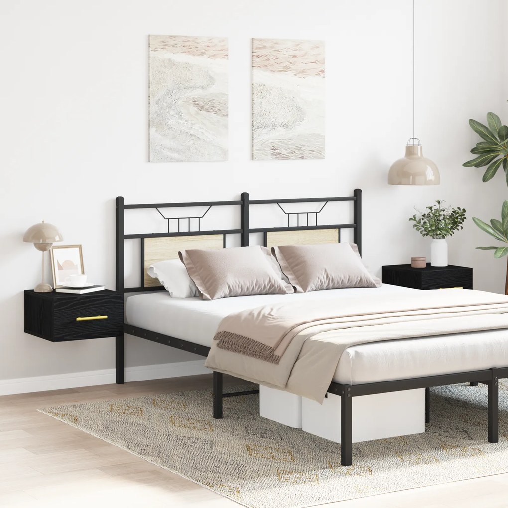 vidaXL Κομοδίνα 2 τεμ Τοίχου Μαύρη Δρυς 35x35x20 εκ
