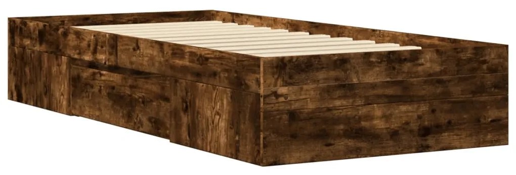 vidaXL Πλαίσιο Κρεβ. Χωρ. Στρώμα Καπνιστή Δρυς 90 x 190 εκ. Επεξ. Ξύλο