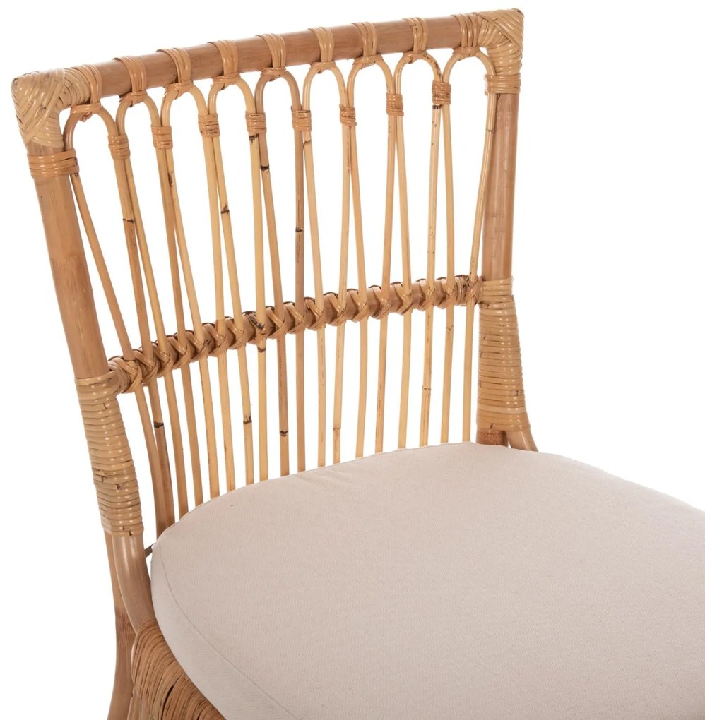 Καρέκλα THALIN Rattan σε Φυσικό και Μαξιλάρι Λευκό 53x58x91Υεκ. 53x58x91 εκ.