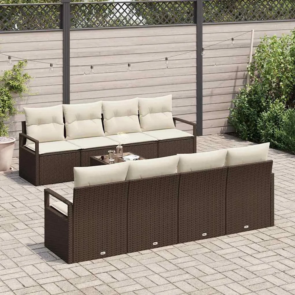 vidaXL Σετ Καναπέ Κήπου 7 pcs Καφέ, Κρέμα 55 x 55 x 37 εκ