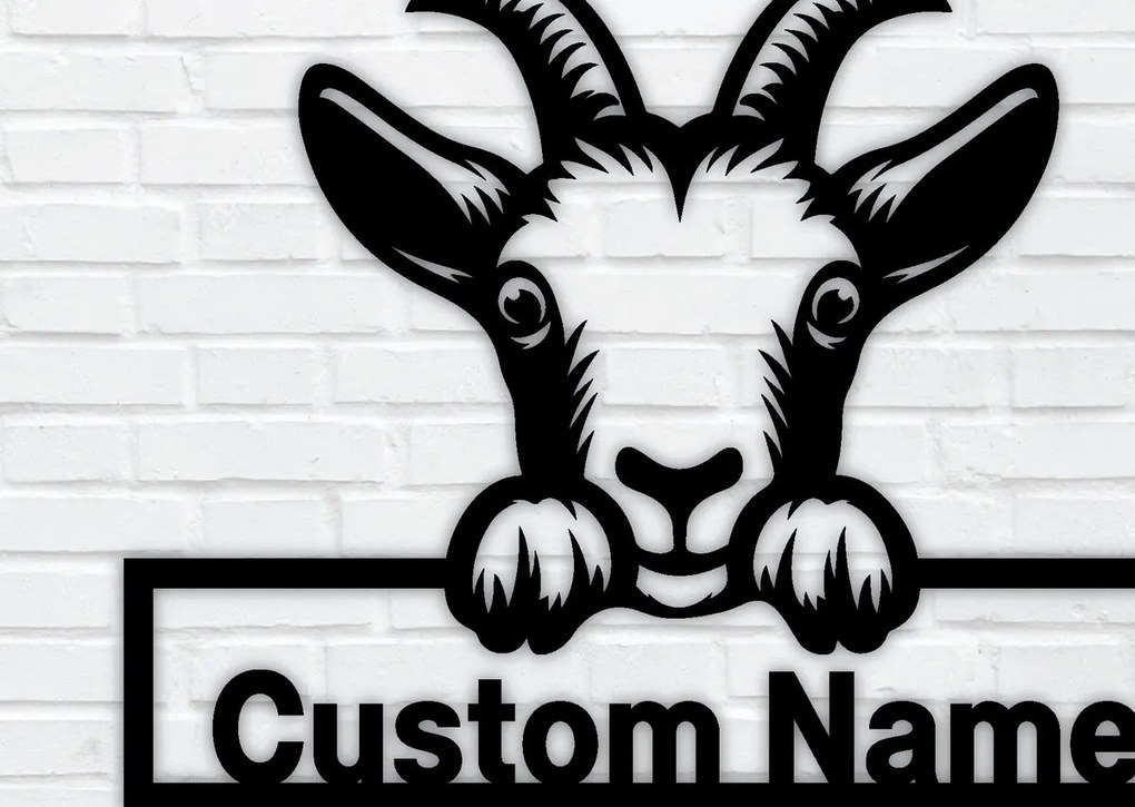 Σετ των 2 Intra απο ξύλο plywood 3mm-4mm πάχος – Κοπή με λέιζερ μεταλλικού τοίχου Peeking Goats Δίασταση  40x30 cm INTRAFABR-96482275