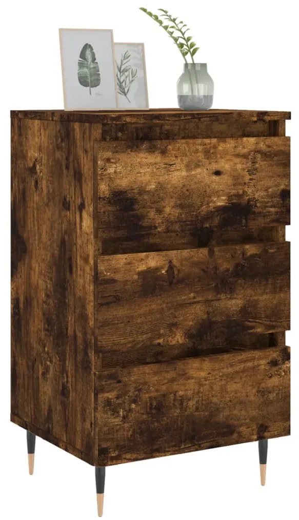 vidaXL Κομοδίνο Καπνιστή Δρυς 40 x 35 x 69 εκ. από Επεξεργ. Ξύλο