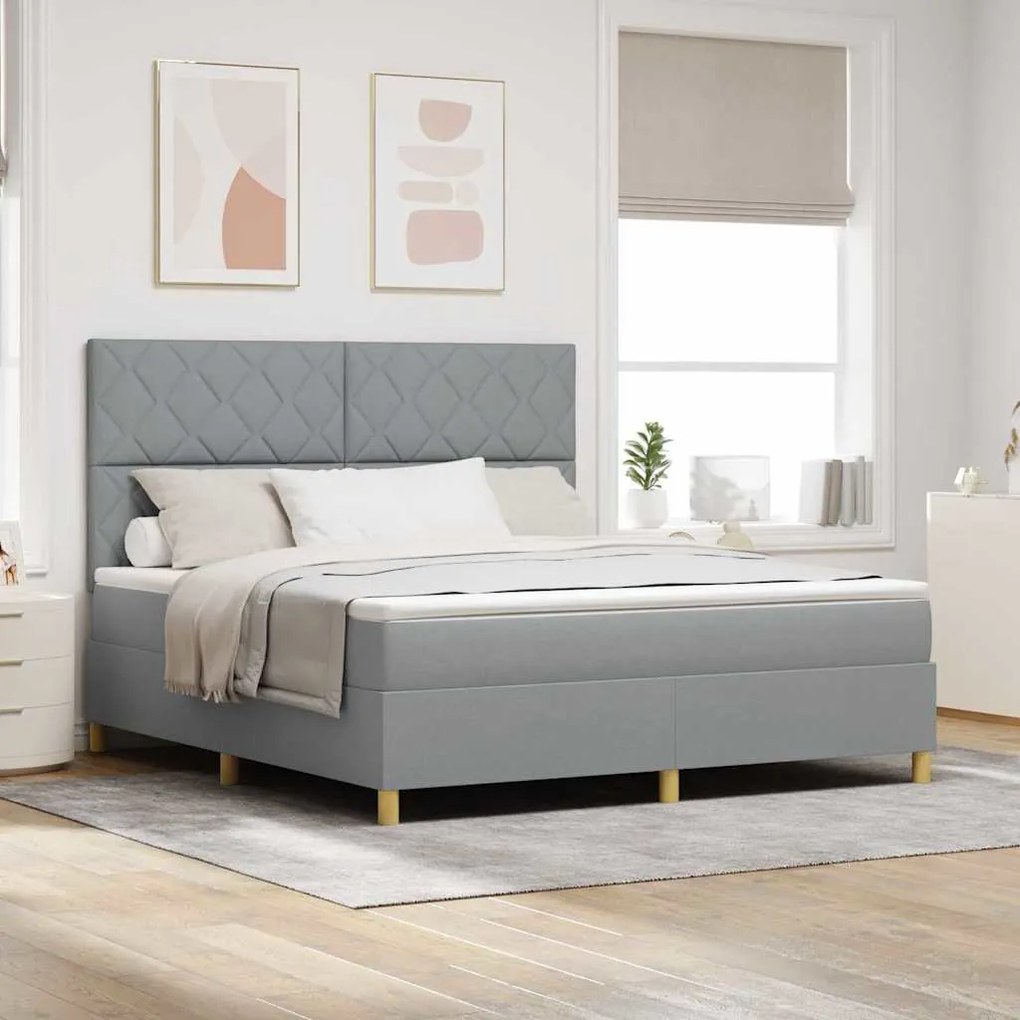 vidaXL Κρεβάτι με ελατήρια Ανοιχτό γκρι 180 x 200 cm ύφασμα
