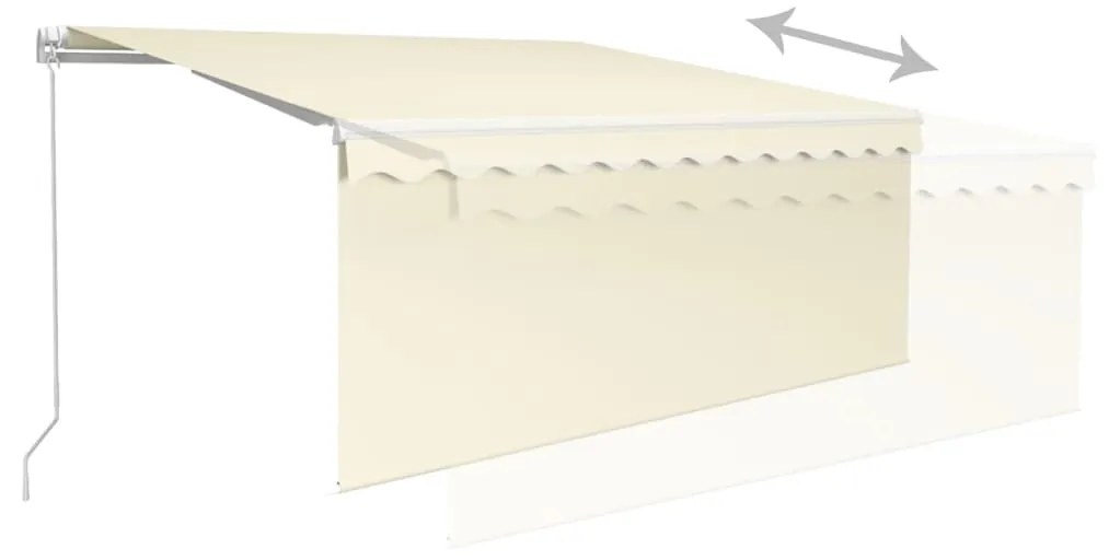 vidaXL Τέντα Συρόμενη Χειροκίνητη με Σκίαστρο & LED Κρεμ 3 x 2,5 μ.