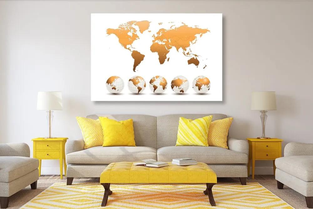 Εικόνα σε σφαίρες φελλού με παγκόσμιο χάρτη - 120x80  wooden