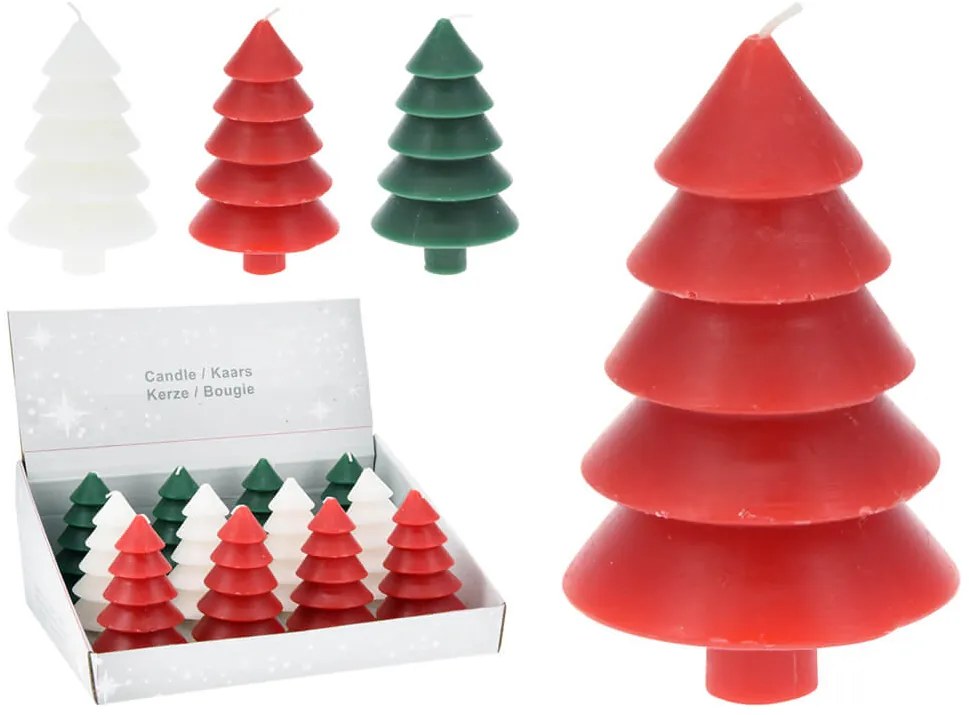 Κερί σε σχήμα δέντρου , 7x7x12cm, σε 3 επιλογές χρώματος