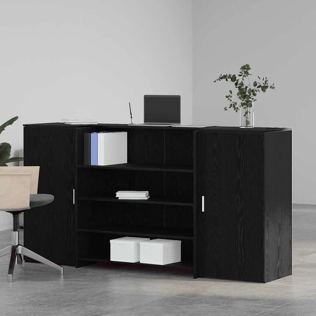 vidaXL Γραφείο υποδοχής Μαύρο Δρυς 200x50x103,5 εκ. Επεξεργασμένο Ξύλο