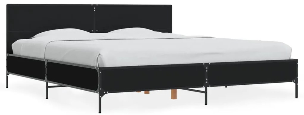 vidaXL Πλαίσιο Κρεβατιού Μαύρο 180 x 200 εκ. Επεξ. Ξύλο &amp; Μέταλλο