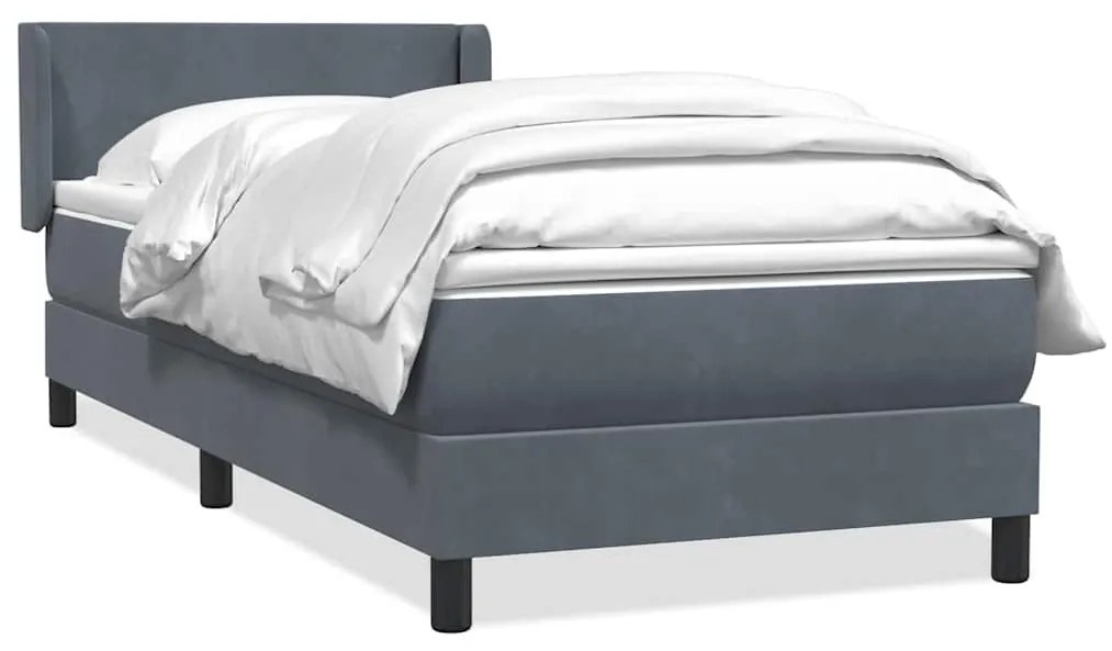 vidaXL Κρεβάτι Boxspring με Στρώμα Σκούρο Γκρι 80x220 εκ. Βελούδινο