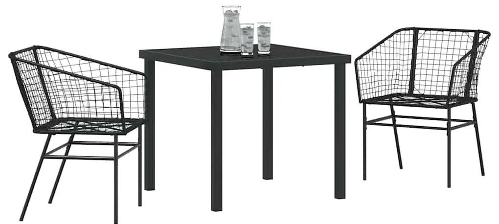 vidaXL Σέτ φαγητού για κήπο 3 pcs Μαύρο συνθετικό ρατάν