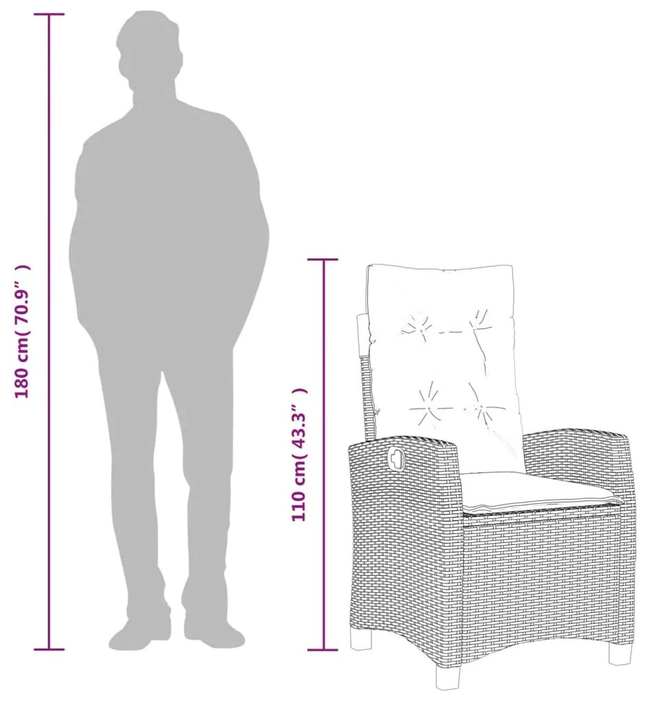 Σετ Τραπεζαρίας Κήπου 3 τεμ. Μικτό Μπεζ Συνθ. Ρατάν & Μαξιλάρια 3212822