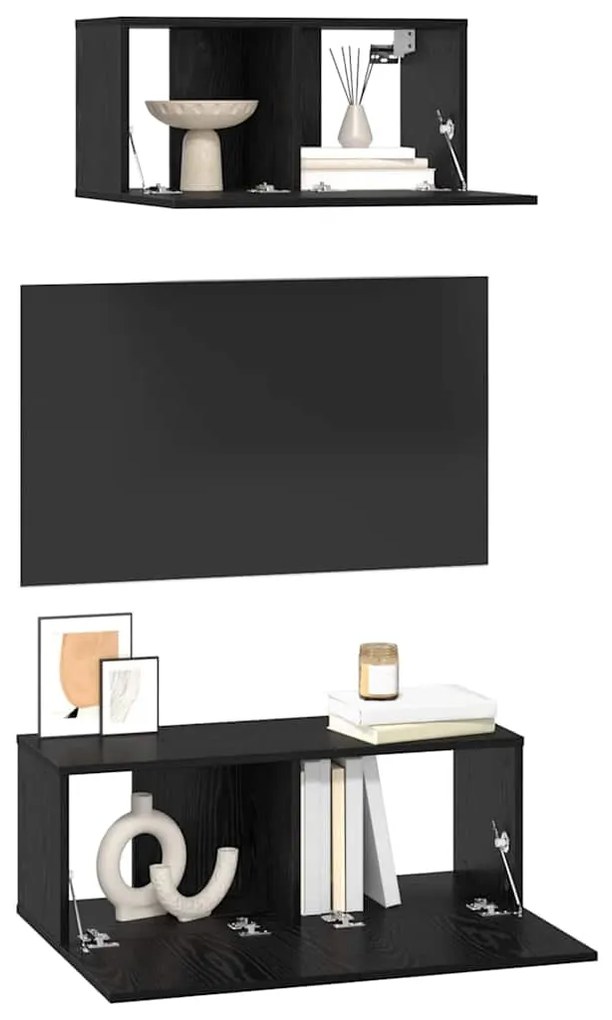 vidaXL Σετ επίπλου τηλεόρασης 2 pcs Μαύρη δρυς 80 x 30 x 30 εκ