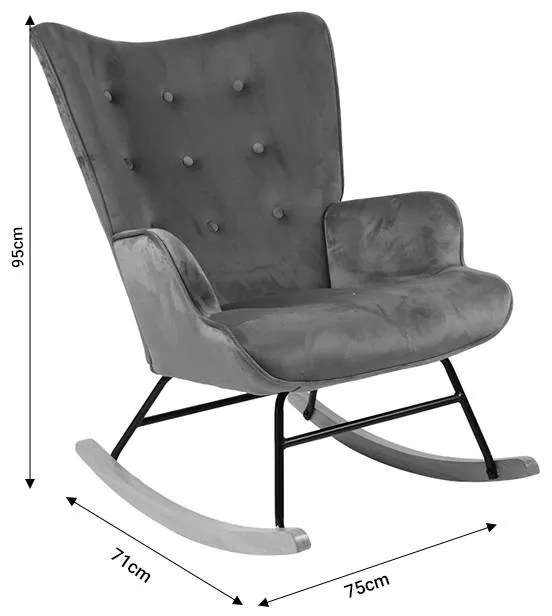 Κουνιστή πολυθρόνα Georgia βελούδο γκρι-φυσικό 75x71x95εκ 75x71x95 εκ.