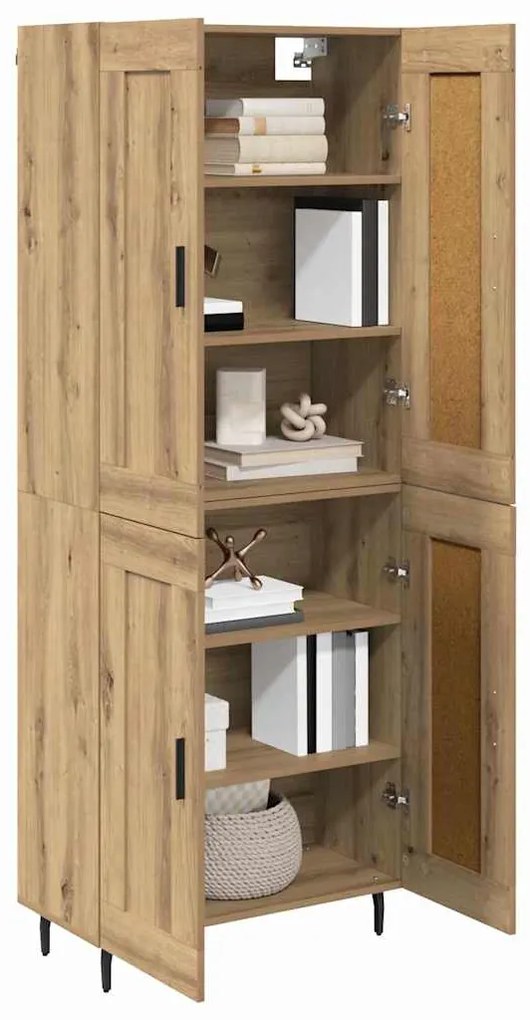 vidaXL Highboard 2 pcs Artisan Oak Σύνθετο Ξύλο και Γυαλί