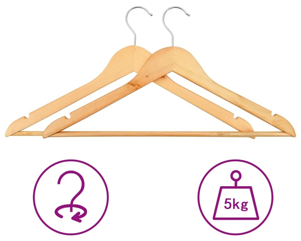 vidaXL Κρεμάστρες Ρούχων Σετ 100 τεμ. Αντιολισθητικές από Σκληρό Ξύλο